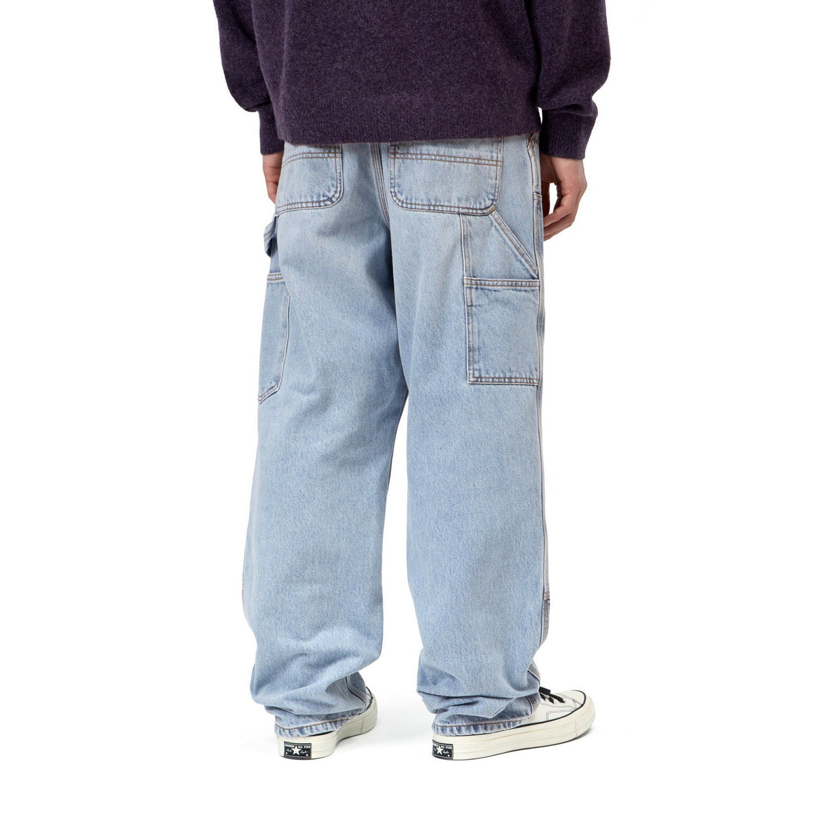 Carhartt WIP Double Knee Pant Blue, Heavy worn bleached