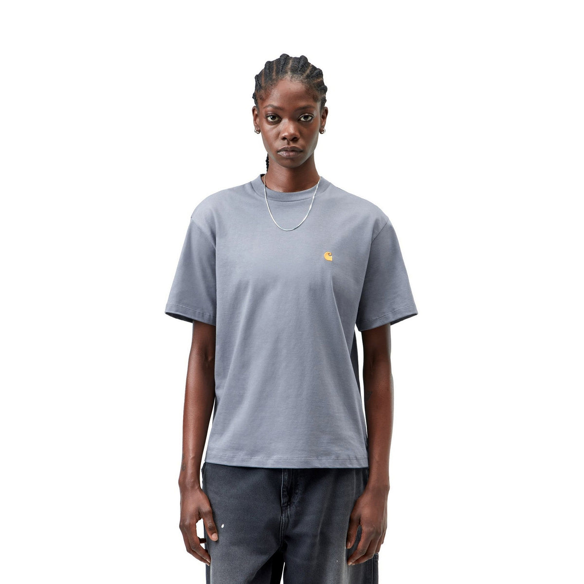 Carhartt WIP Women's S/S Chase T-Shirt Shady Blue / Gold