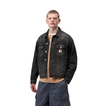 Carhartt WIP Helston Jacket Black, Destroy wash, splatter
