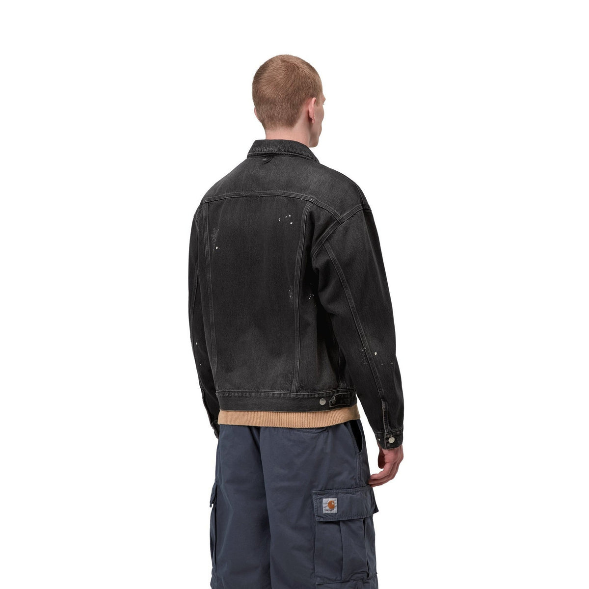 Carhartt WIP Helston Jacket Black, Destroy wash, splatter