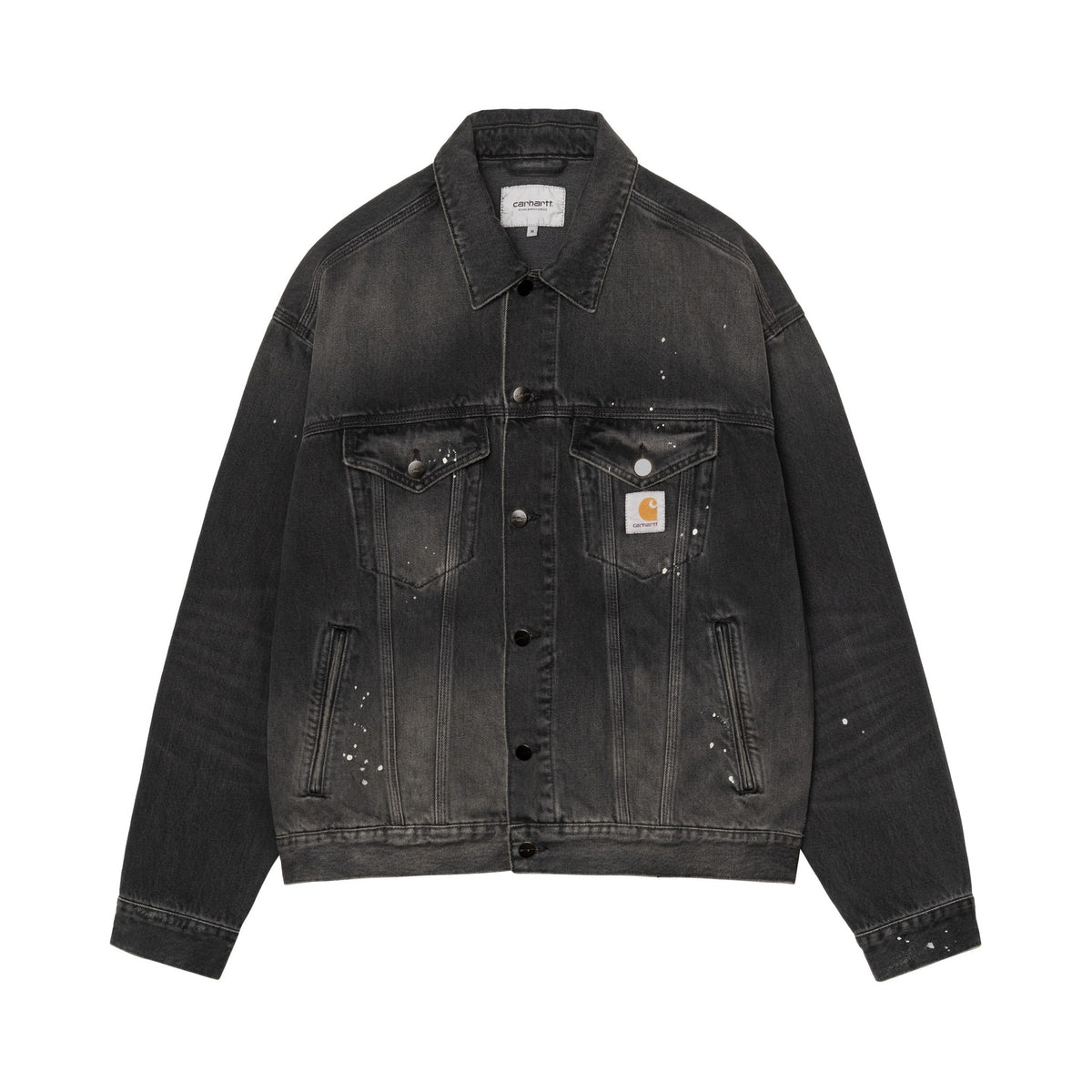 Carhartt WIP Helston Jacket Black, Destroy wash, splatter