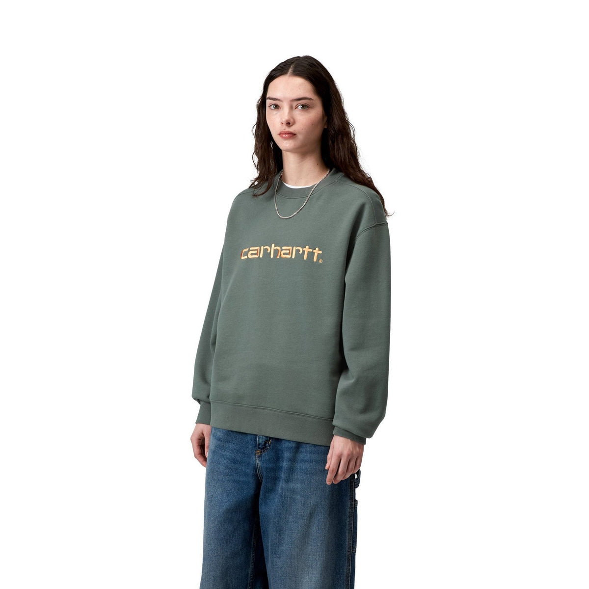 Carhartt WIP Women's Carhartt Sweatshirt Velvet Green / Gentle Orange