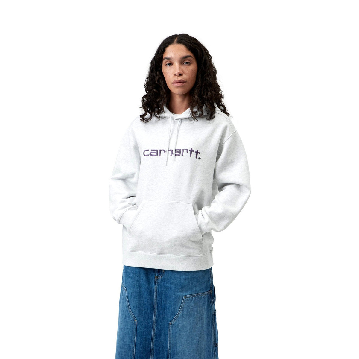 Carhartt WIP Women's Hooded Carhartt Sweatshirt Ash Heather / Cozy Purple