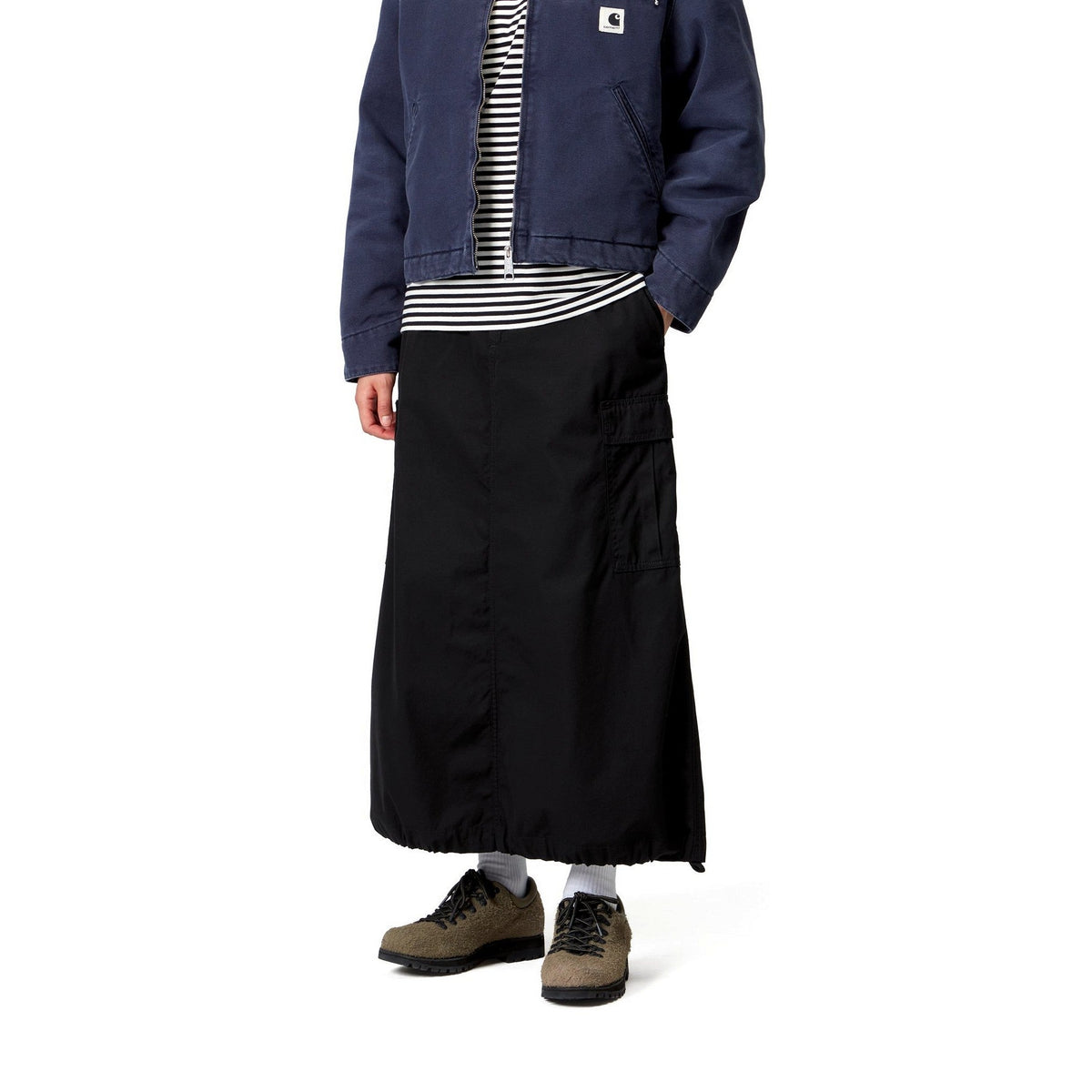 Carhartt WIP Women's Cargo Skirt Long Black, Rinsed
