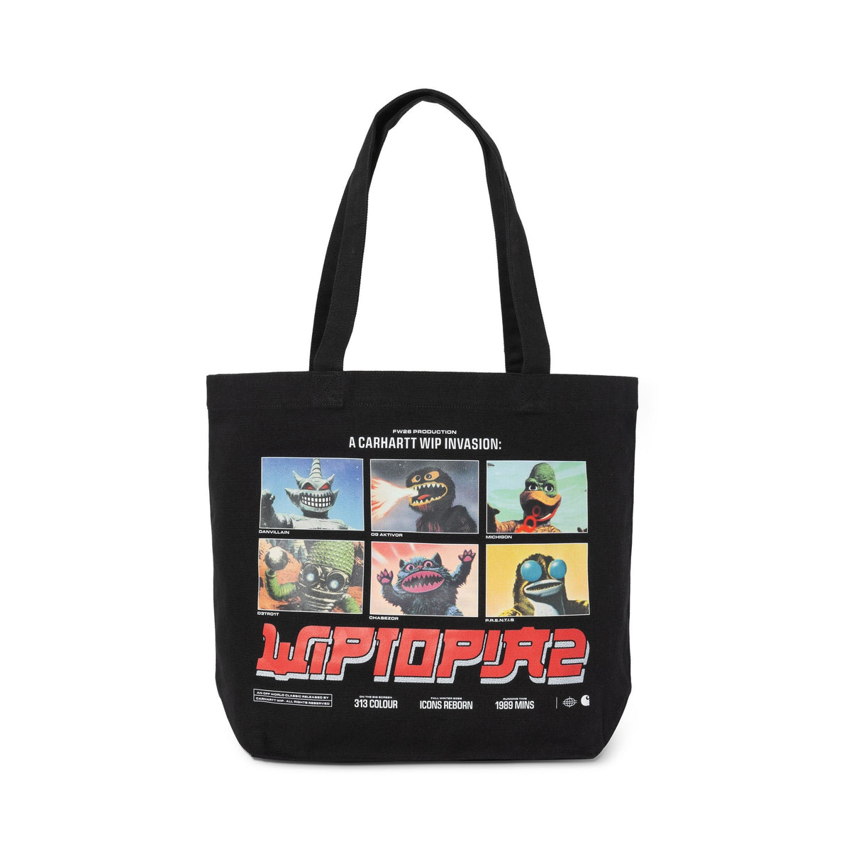 Carhartt WIP Canvas Graphic Tote WIPTOPIA 2, Print Black
