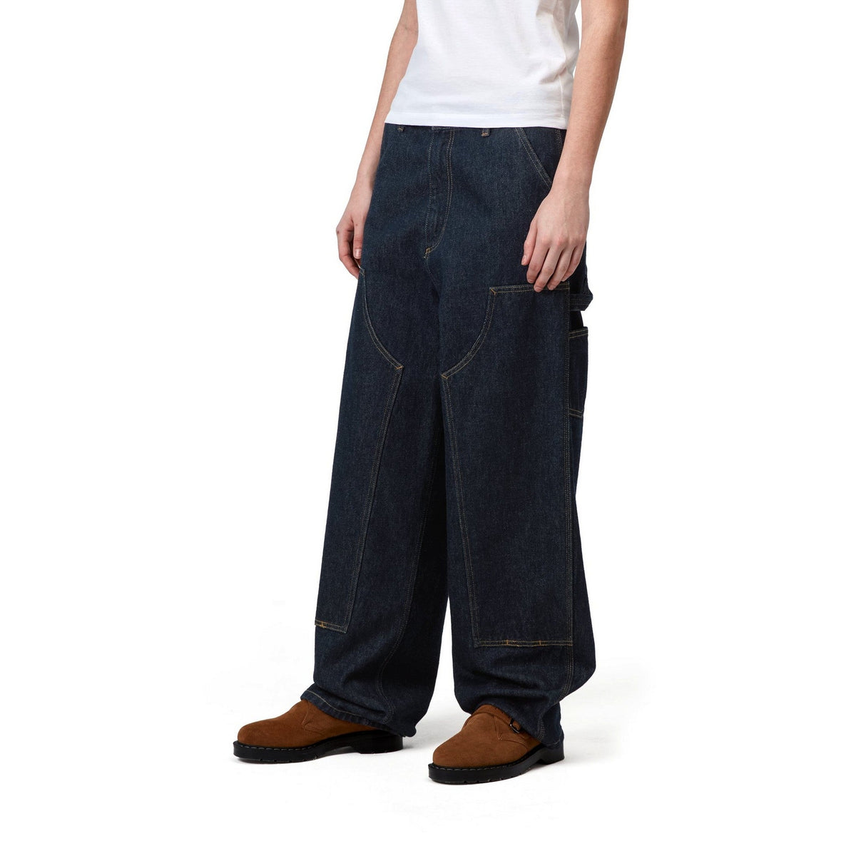 Carhartt WIP Women's Brandon Double Knee Pant Blue, Rinsed