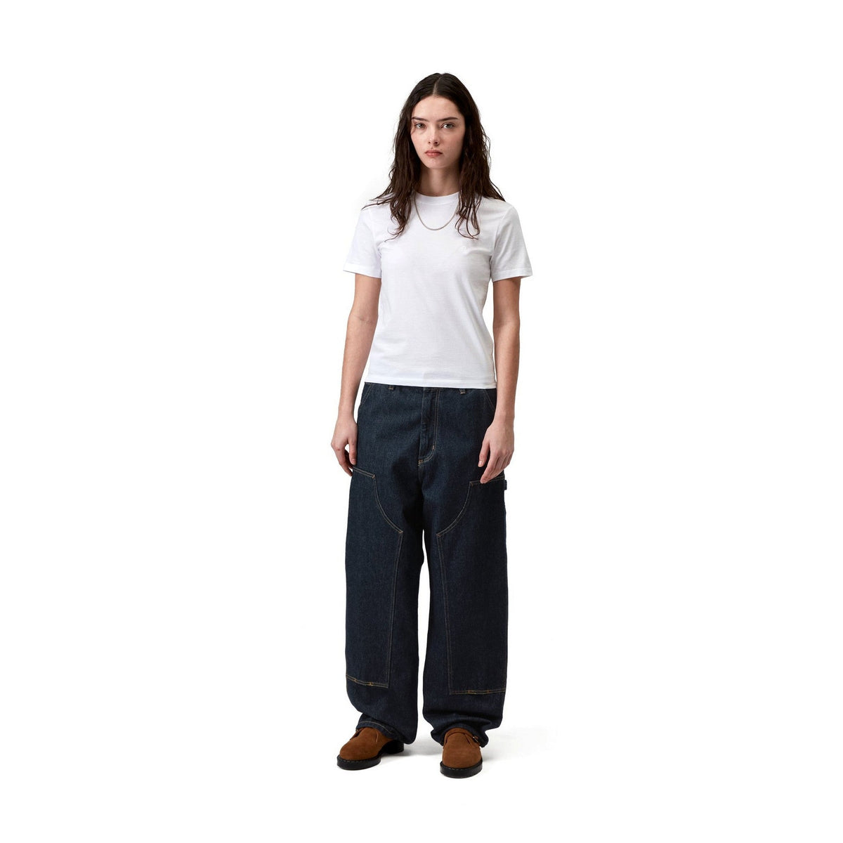 Carhartt WIP Women's Brandon Double Knee Pant Blue, Rinsed
