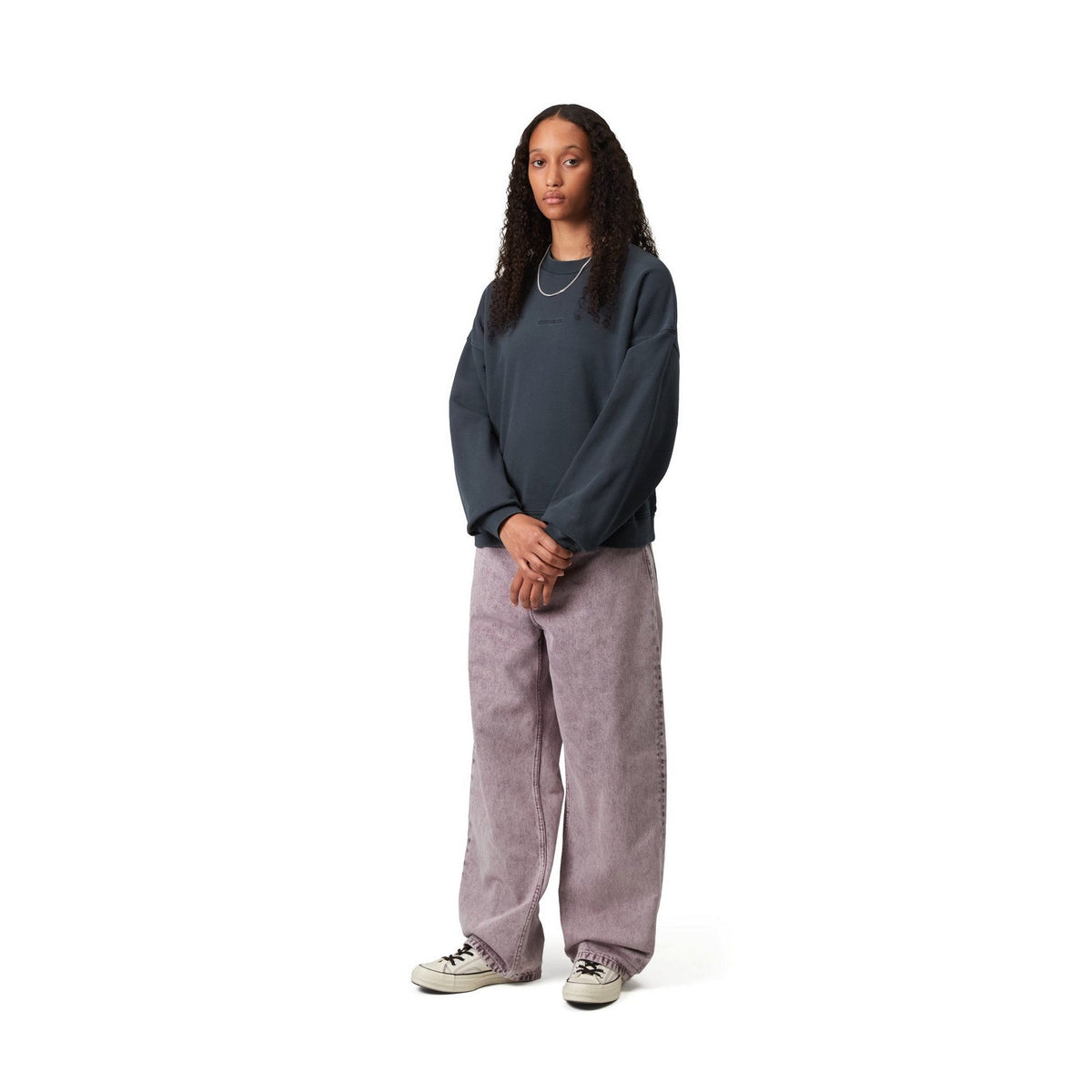Carhartt WIP Women's Benton Sweatshirt Carbon, Garment dyed