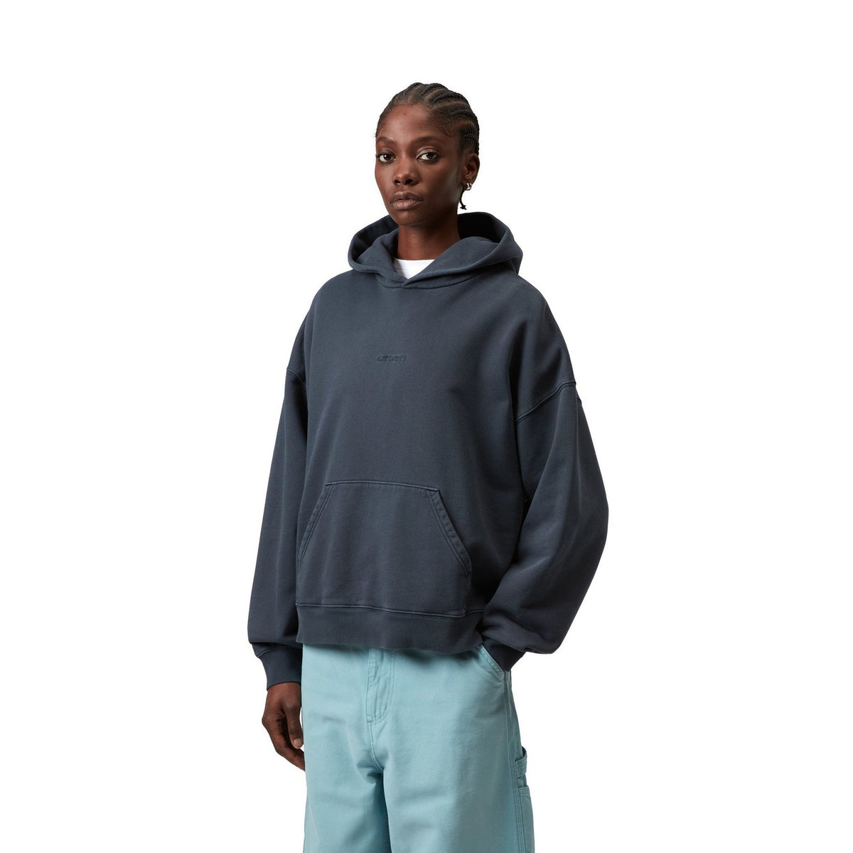 Carhartt WIP Women's Hooded Benton Sweatshirt Carbon, Garment dyed
