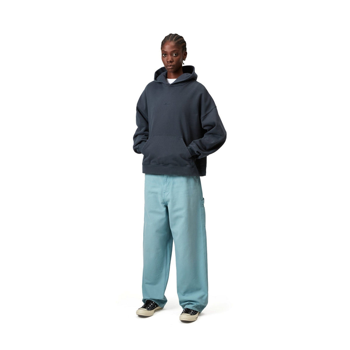 Carhartt WIP Women's Hooded Benton Sweatshirt Carbon, Garment dyed
