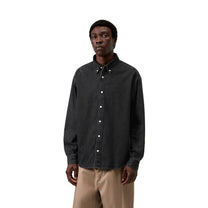 Carhartt WIP L/S Lucas Shirt Black, Stone washed
