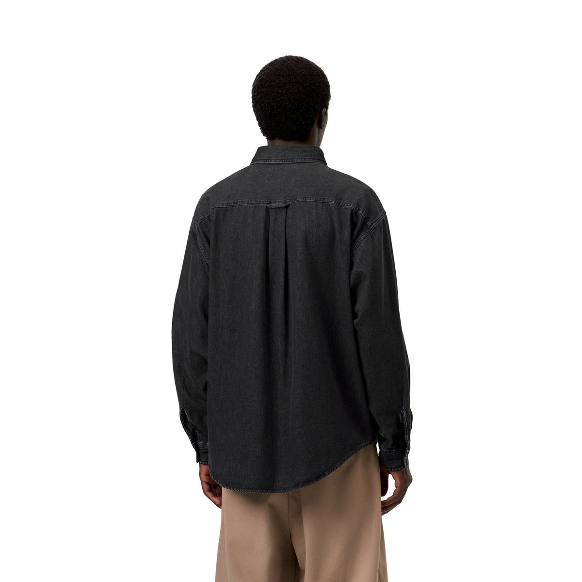 Carhartt WIP L/S Lucas Shirt Black, Stone washed