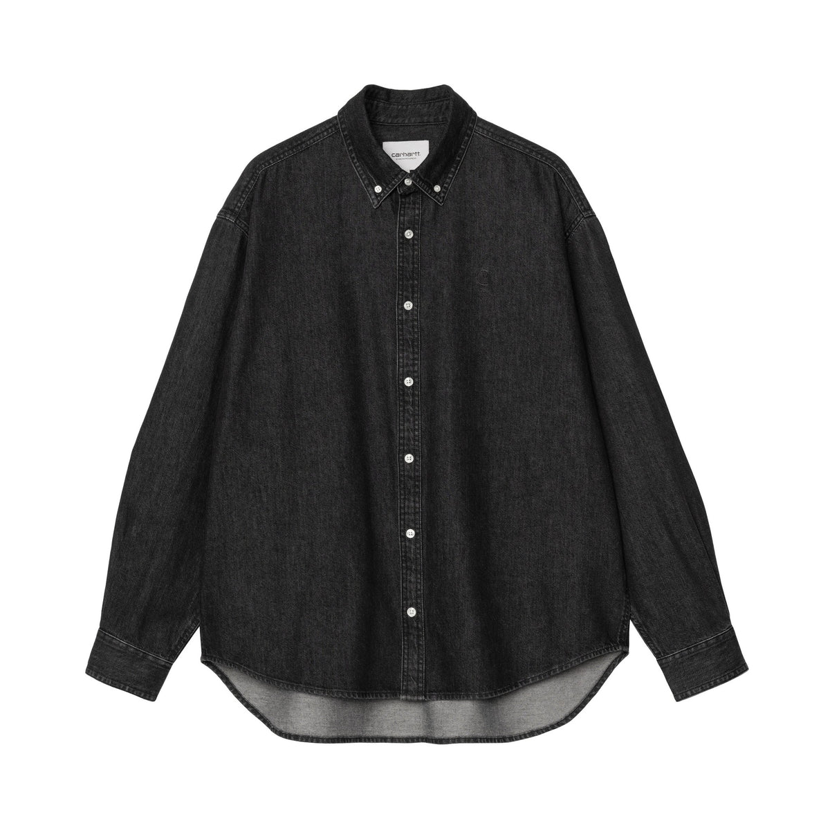 Carhartt WIP L/S Lucas Shirt Black, Stone washed