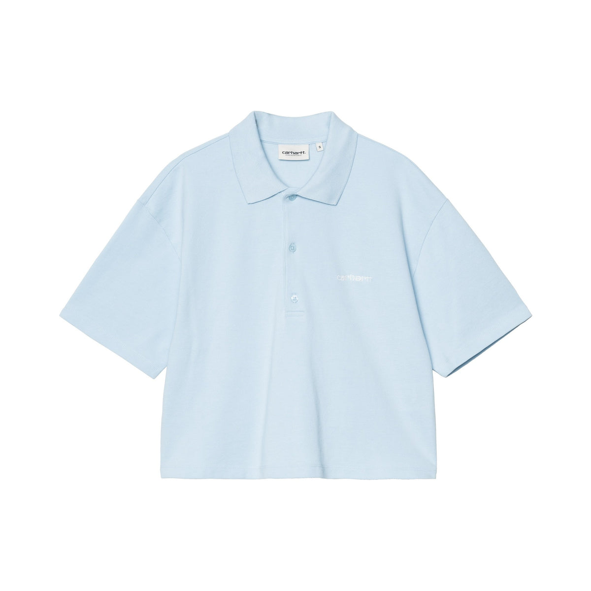 Carhartt WIP Women's S/S Carhartt Script Polo T-Shirt Icaria / White