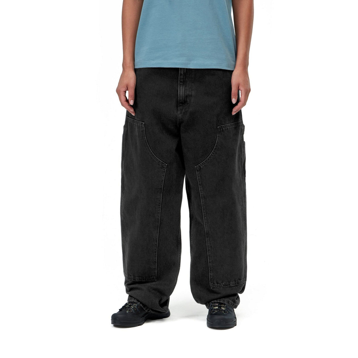 Carhartt WIP Women's Brandon Double Knee Pant Black, Stone washed
