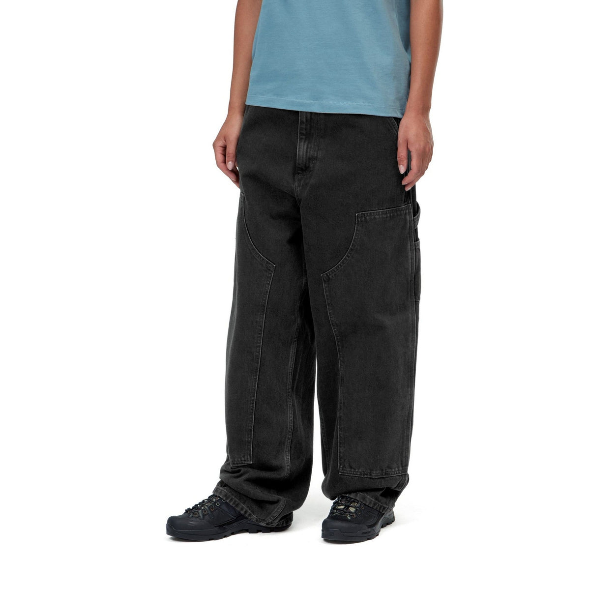 Carhartt WIP Women's Brandon Double Knee Pant Black, Stone washed