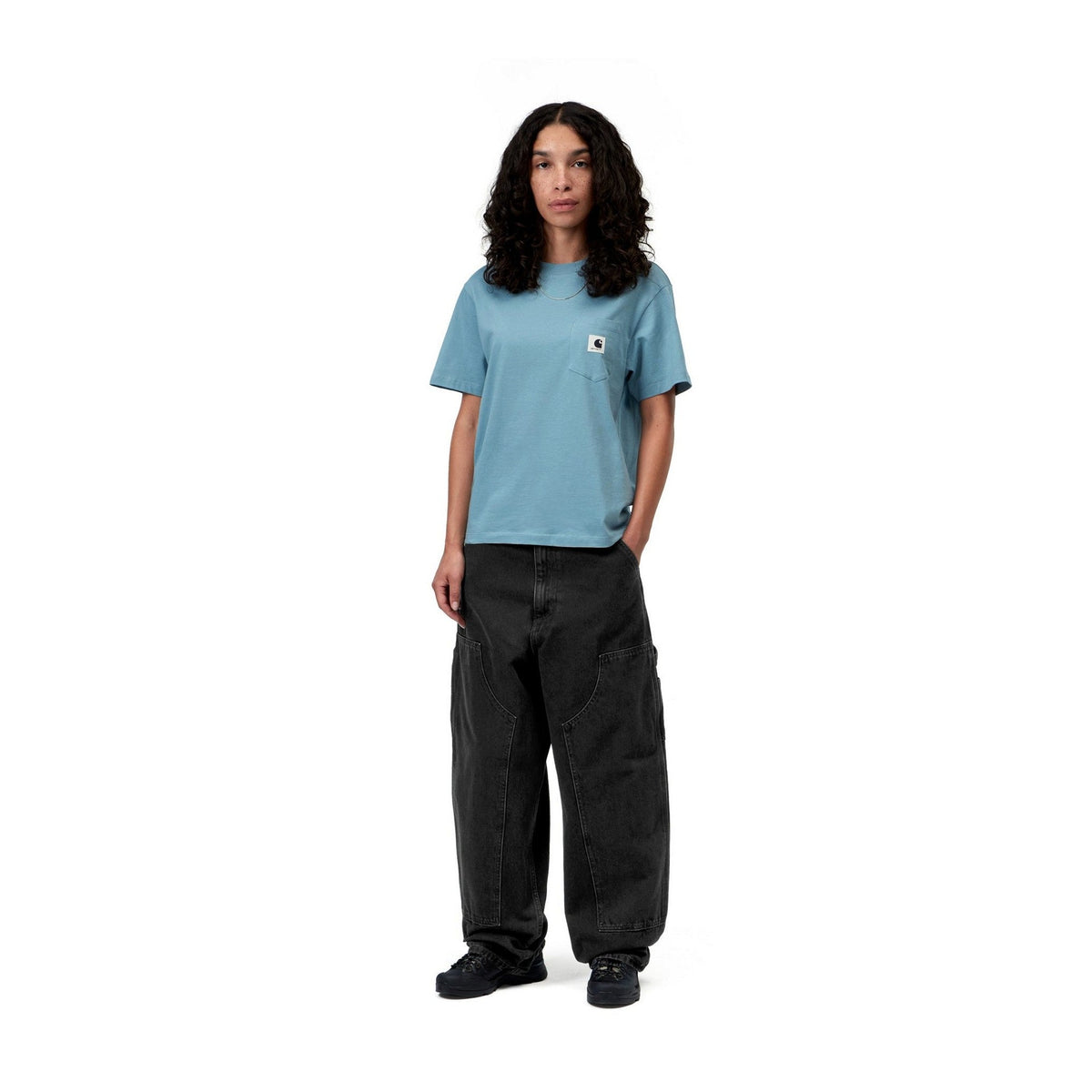 Carhartt WIP Women's Brandon Double Knee Pant Black, Stone washed