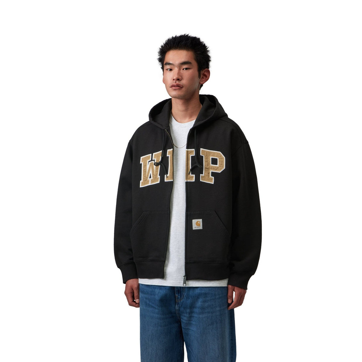 Carhartt WIP Hooded WIP Sweat Jacket Black, Stone washed