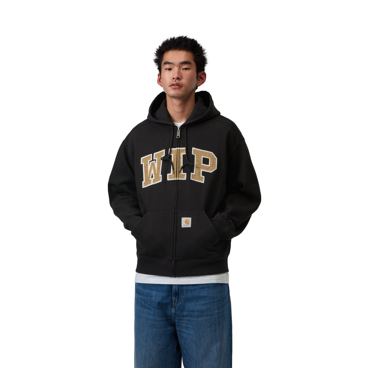Carhartt WIP Hooded WIP Sweat Jacket Black, Stone washed