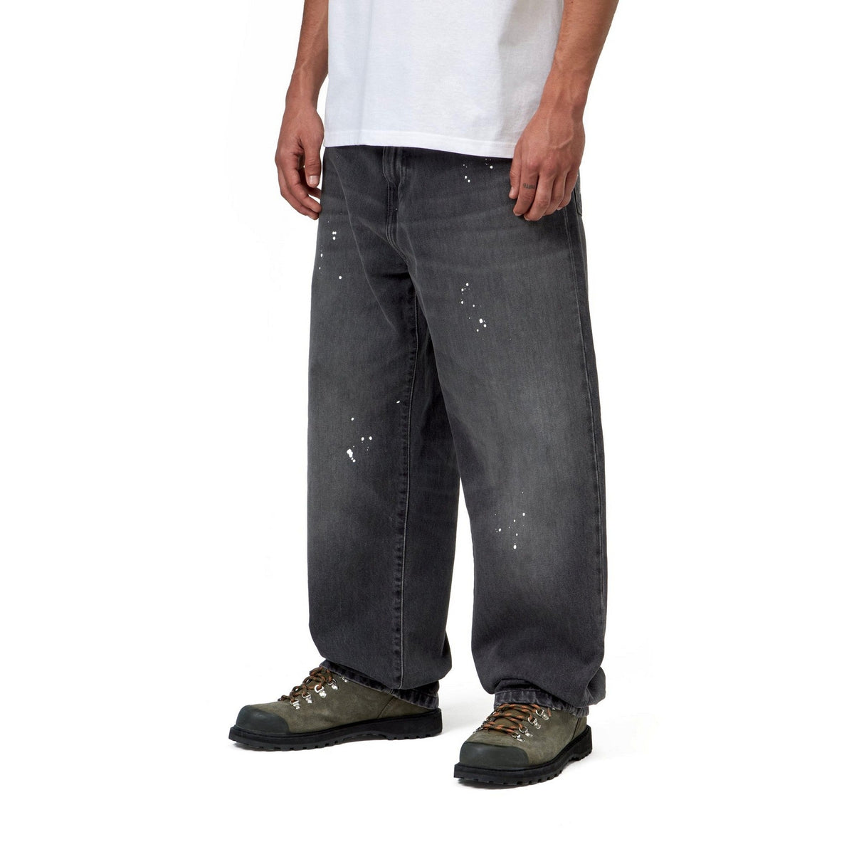 Carhartt WIP Landon Pant Black, Destroy wash, splatter