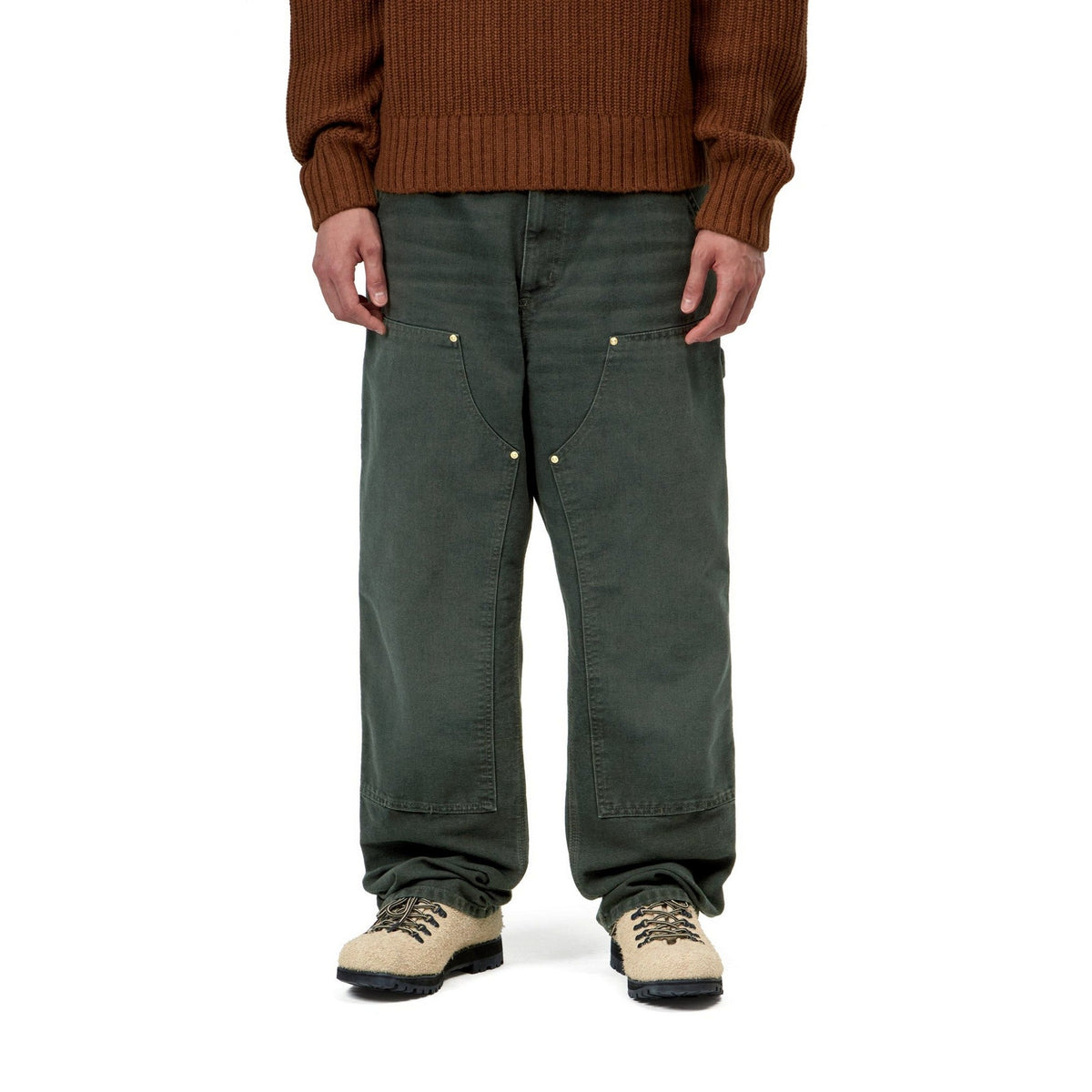 Carhartt WIP Double Knee Pant Raven, Stone canvas
