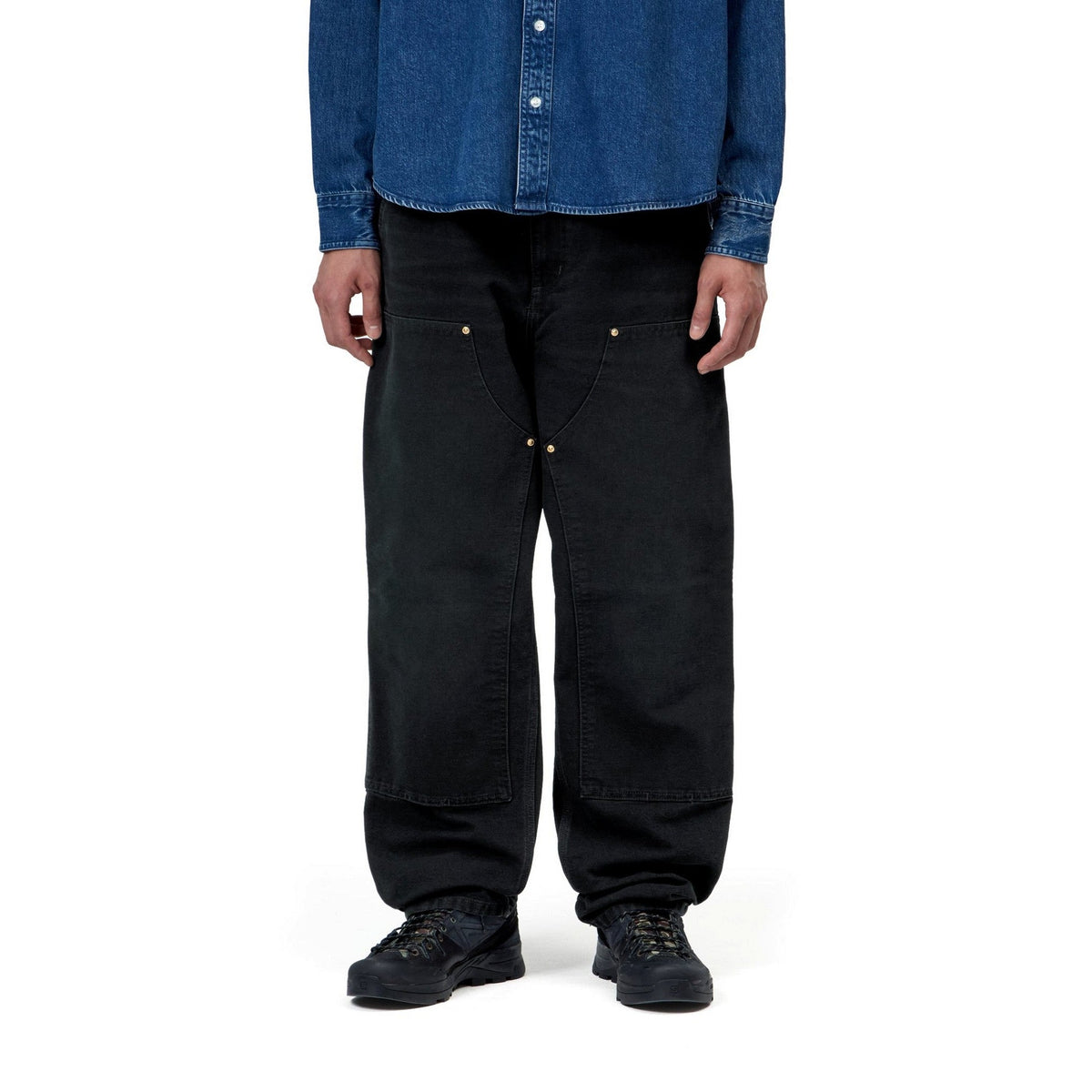Carhartt WIP Double Knee Pant Black, Stone canvas