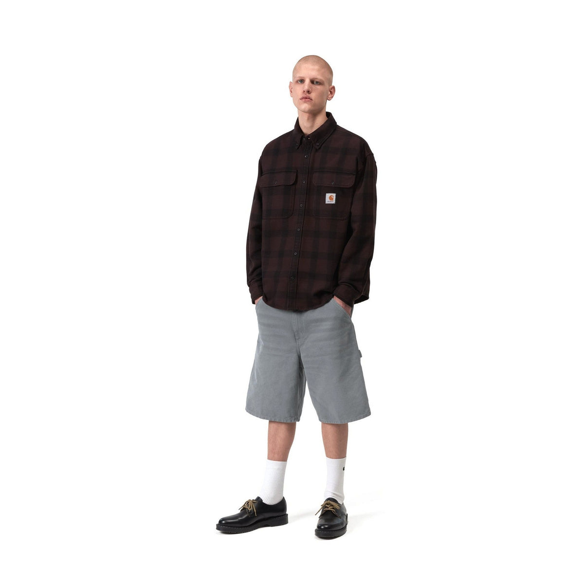 Carhartt WIP Single Knee Short Cozy Blue, Stone canvas