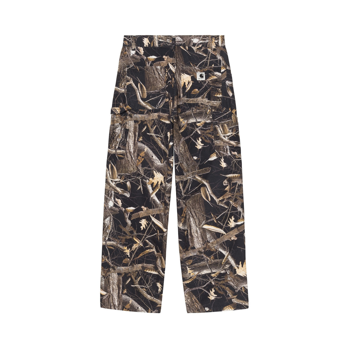 Carhartt WIP Women's Brandon Single Knee Pant Camo Feather Tree, Black, Heavy stone wash