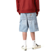Carhartt WIP Double Knee Short Blue, Heavy worn bleached