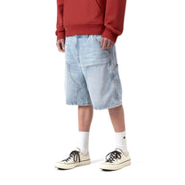 Carhartt WIP Double Knee Short Blue, Heavy worn bleached