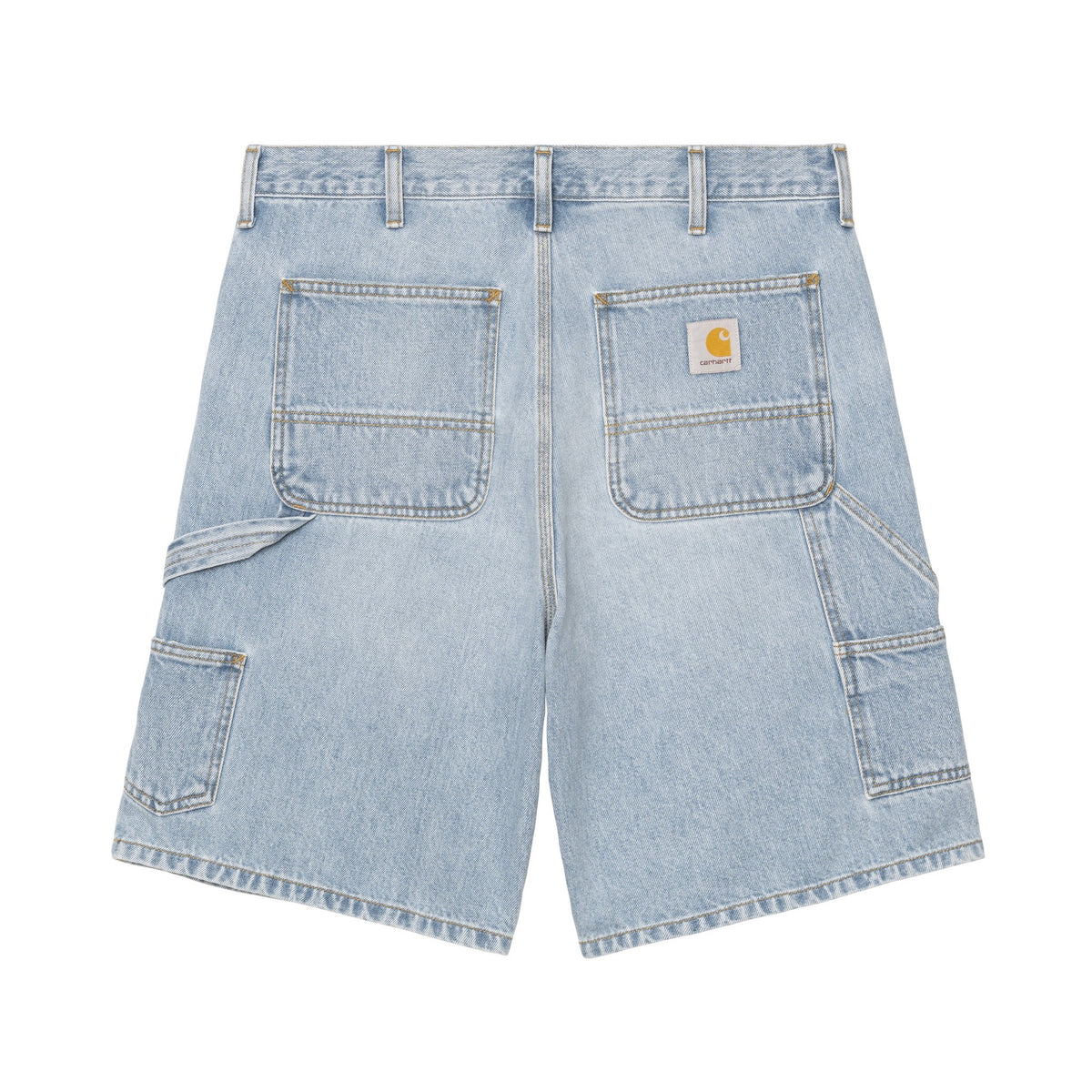 Carhartt WIP Double Knee Short Blue, Heavy worn bleached