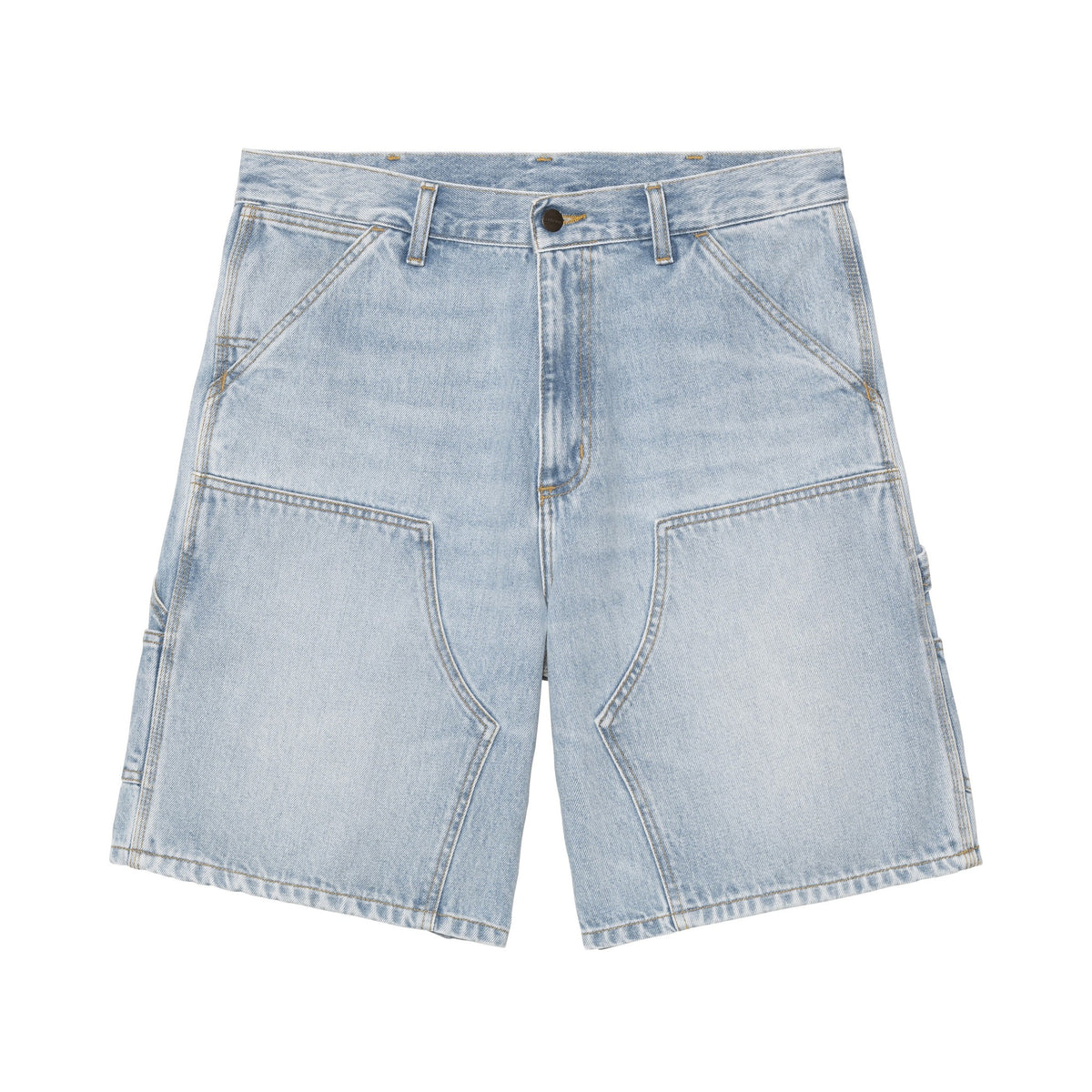 Carhartt WIP Double Knee Short Blue, Heavy worn bleached