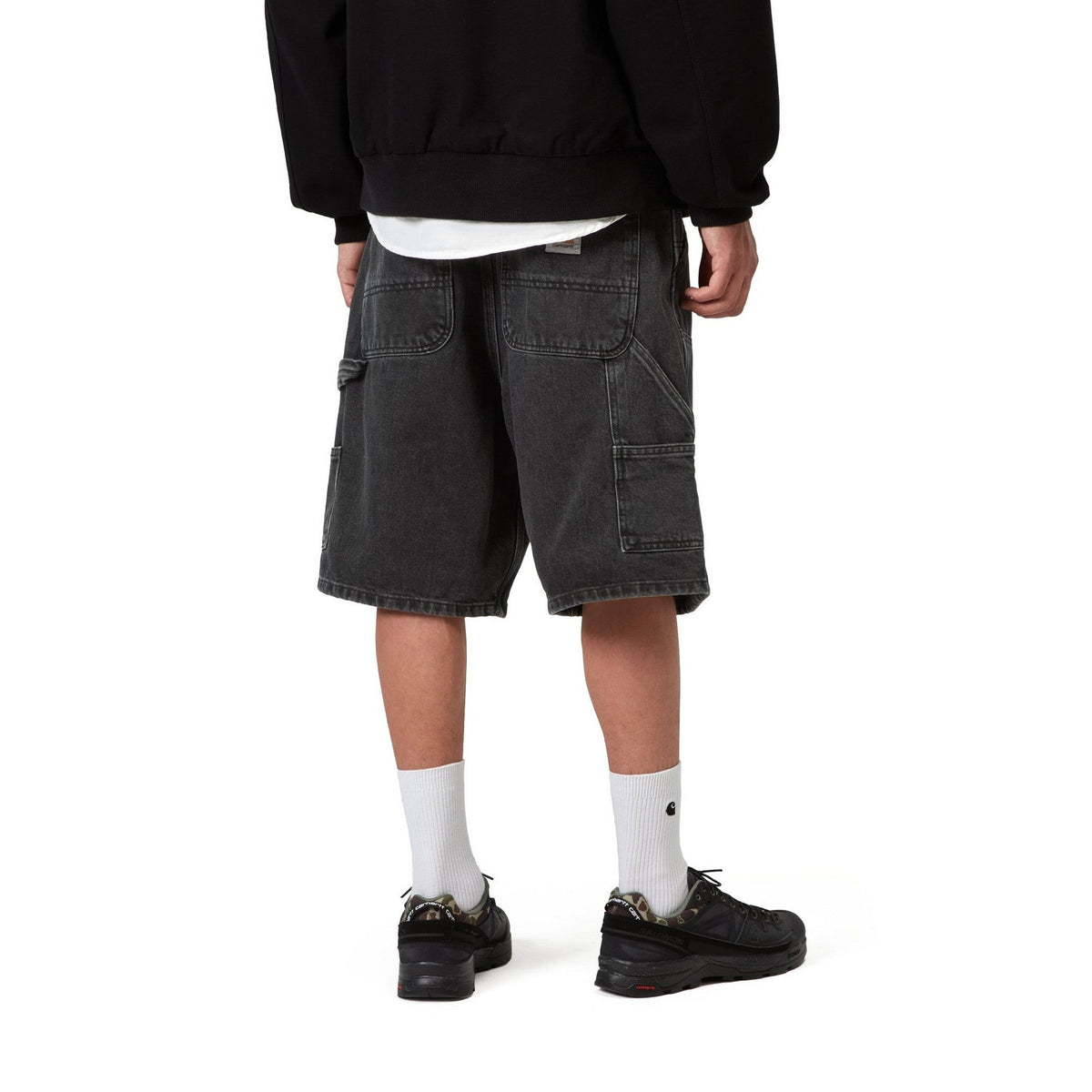 Carhartt WIP Double Knee Short Black, Stone washed
