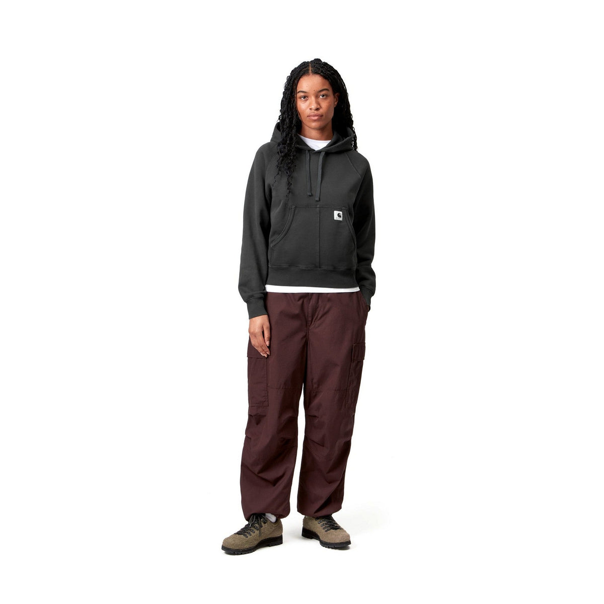 Carhartt WIP W’ Hooded Hudson Sweatshirt Black, Chalk wash