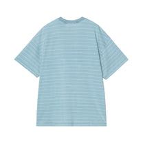 Carhartt WIP Women's S/S Brodina T-Shirt Brodina Stripe, Saguaro, Indigo overdyed