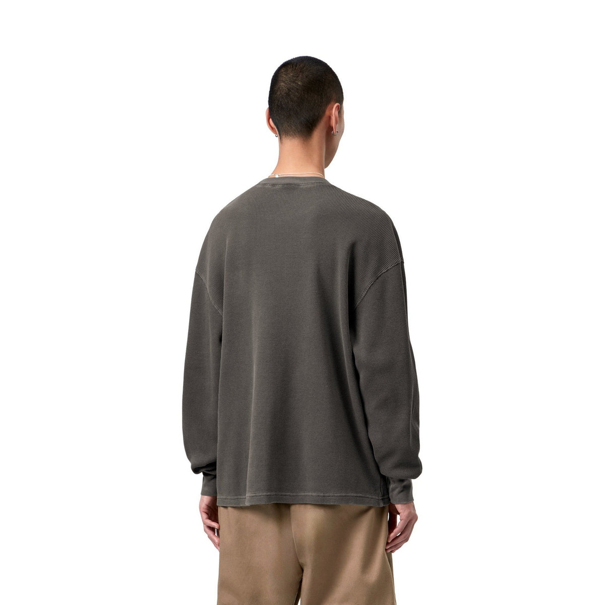 Carhartt WIP L/S Vista Waffle T-Shirt Black, Garment dyed