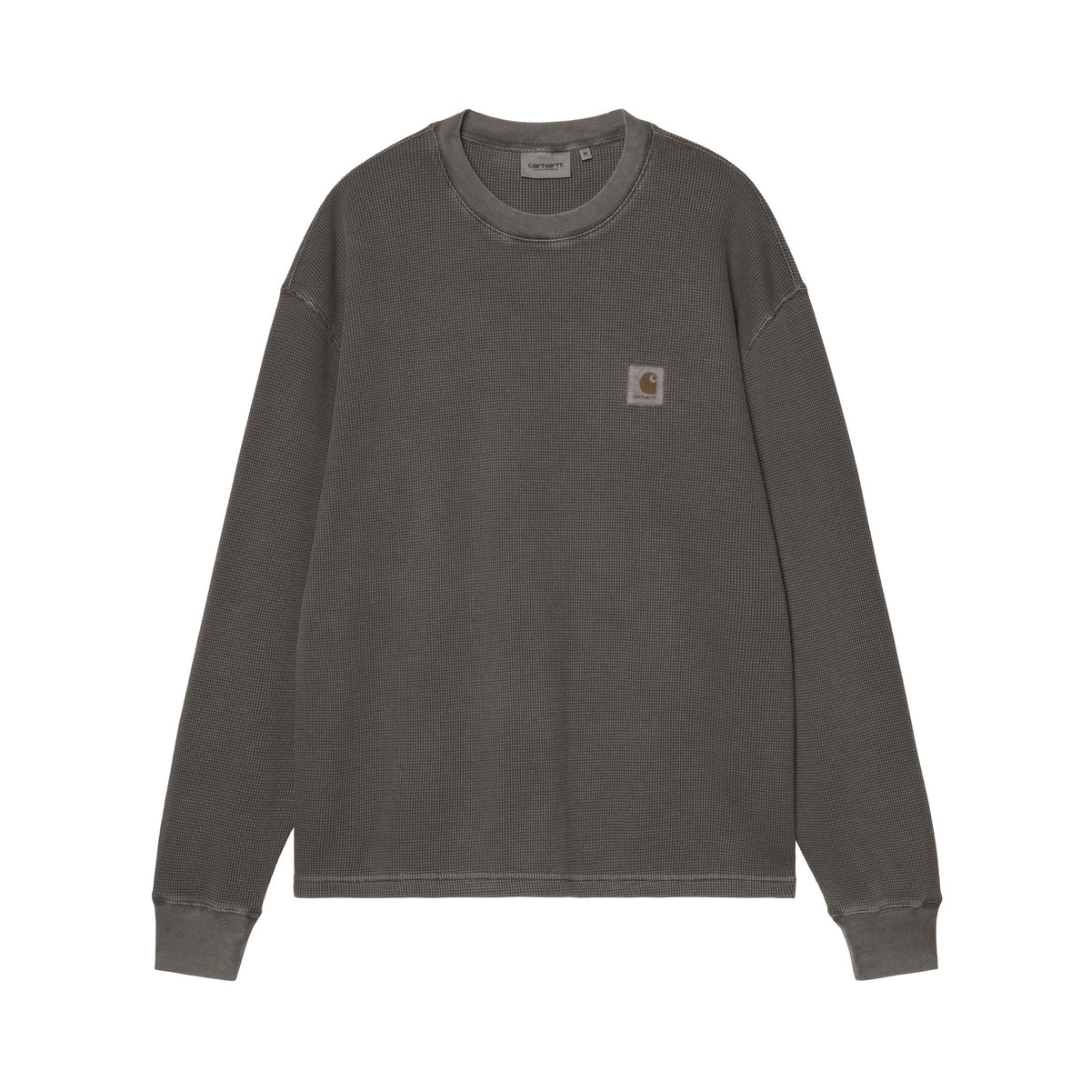 Carhartt WIP L/S Vista Waffle T-Shirt Black, Garment dyed