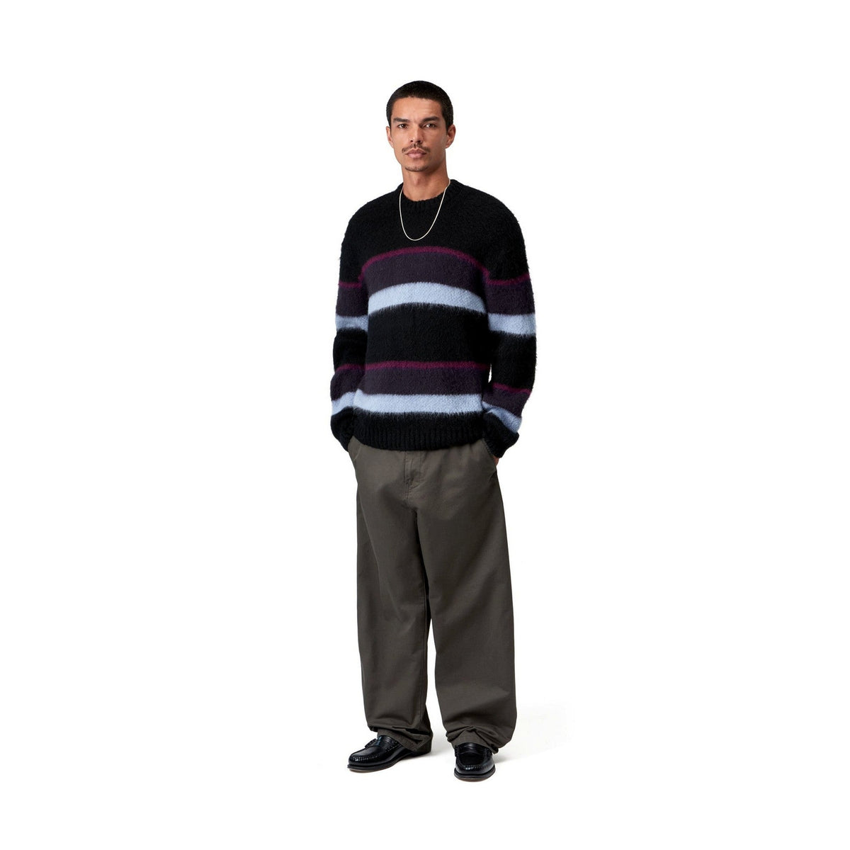 Carhartt WIP Merton Sweater Sundling Stripes, Dark Navy
