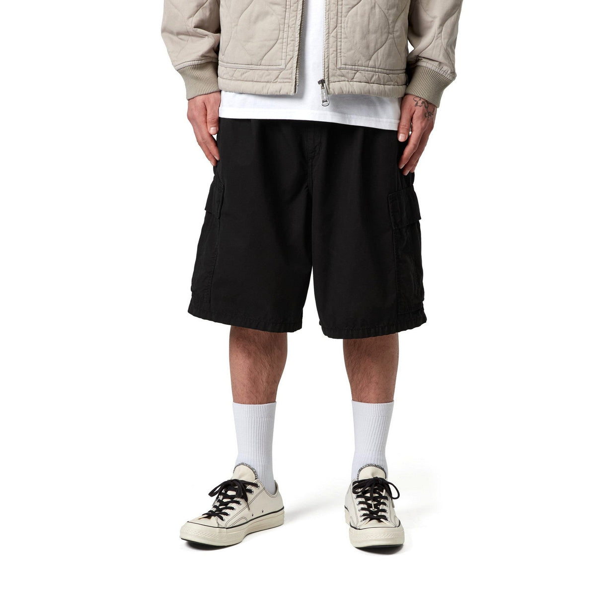 Carhartt WIP Cole Cargo Short Black, Garment dyed