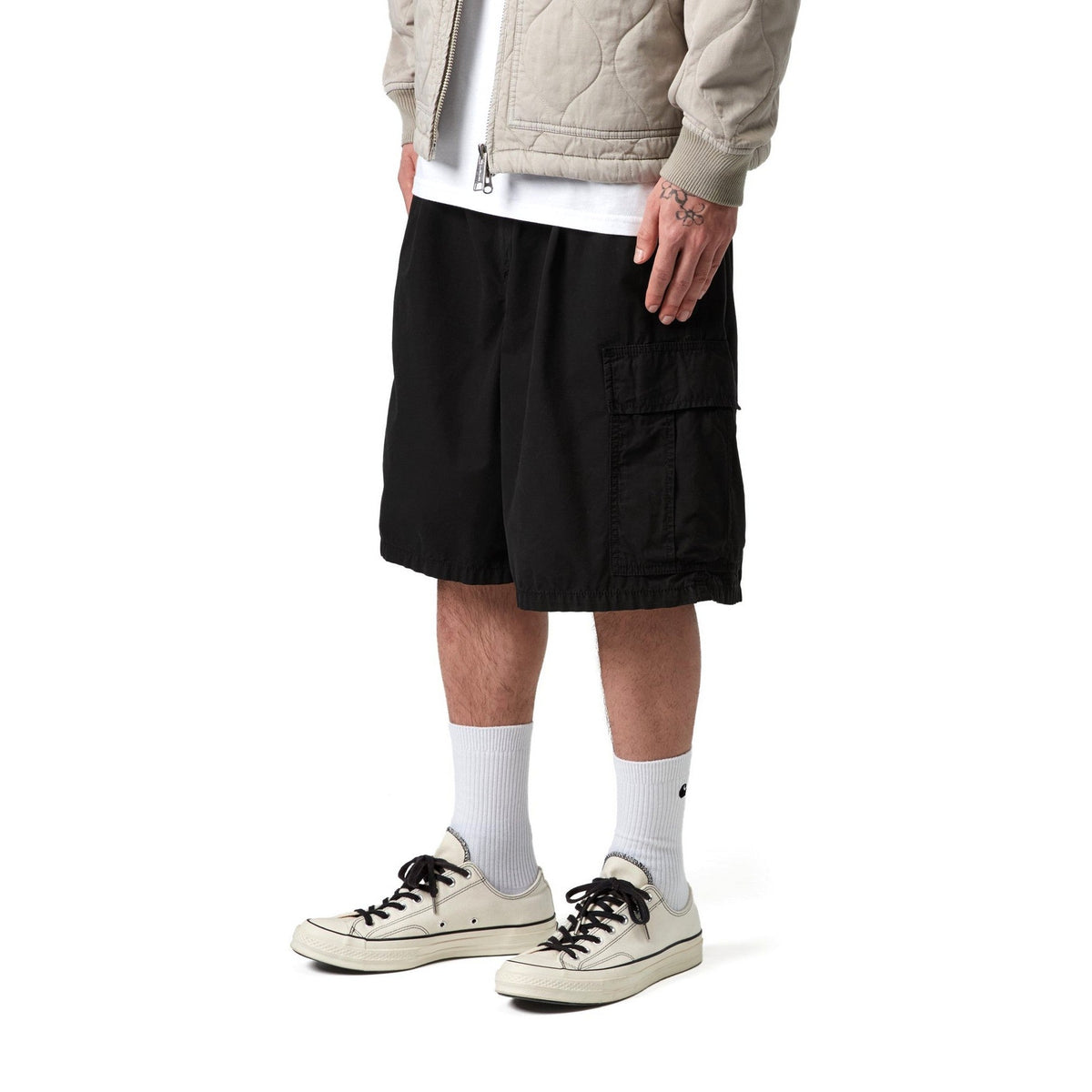 Carhartt WIP Cole Cargo Short Black, Garment dyed
