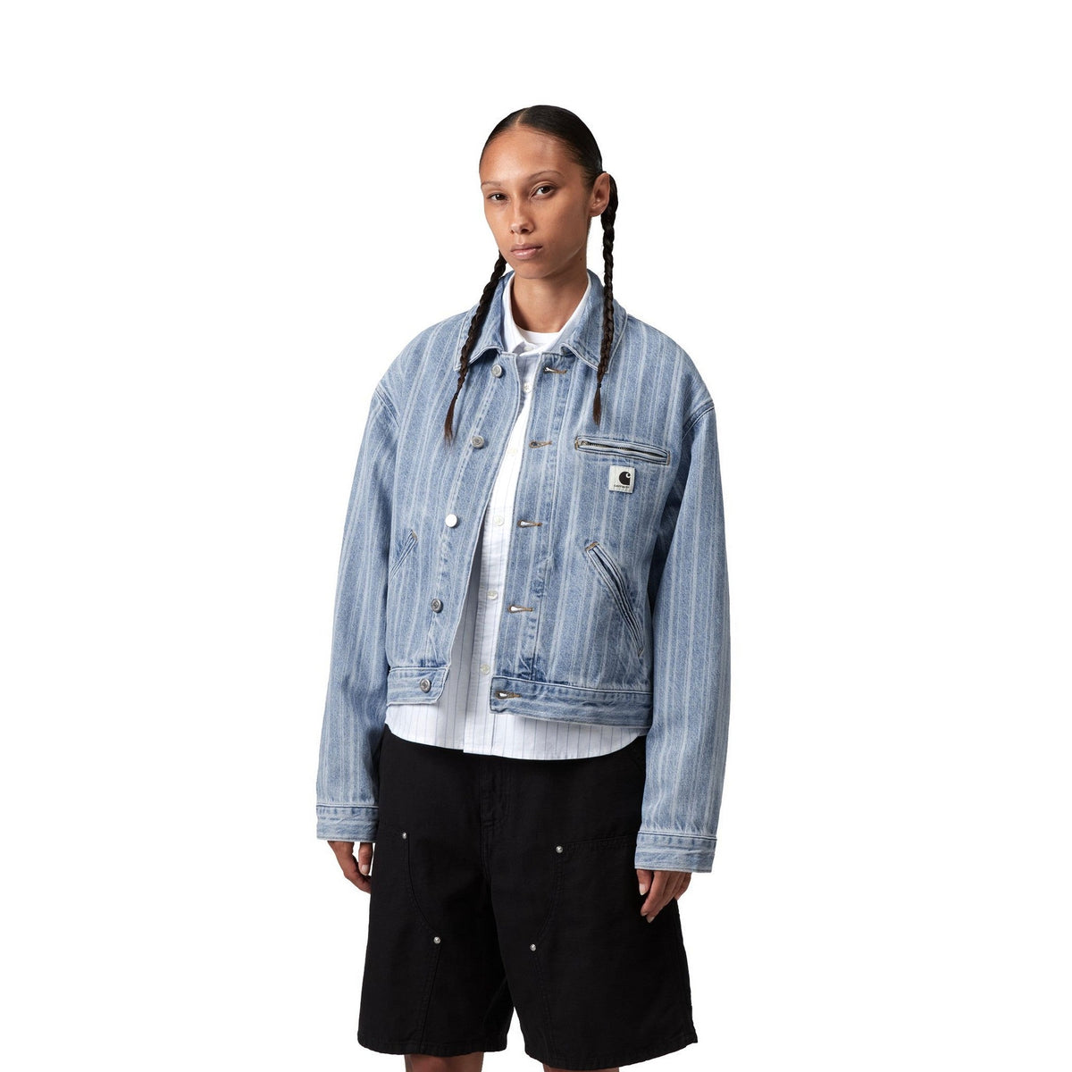 Carhartt WIP Women's Rylan Jacket Rylan Stripe, Blue, Stone bleached