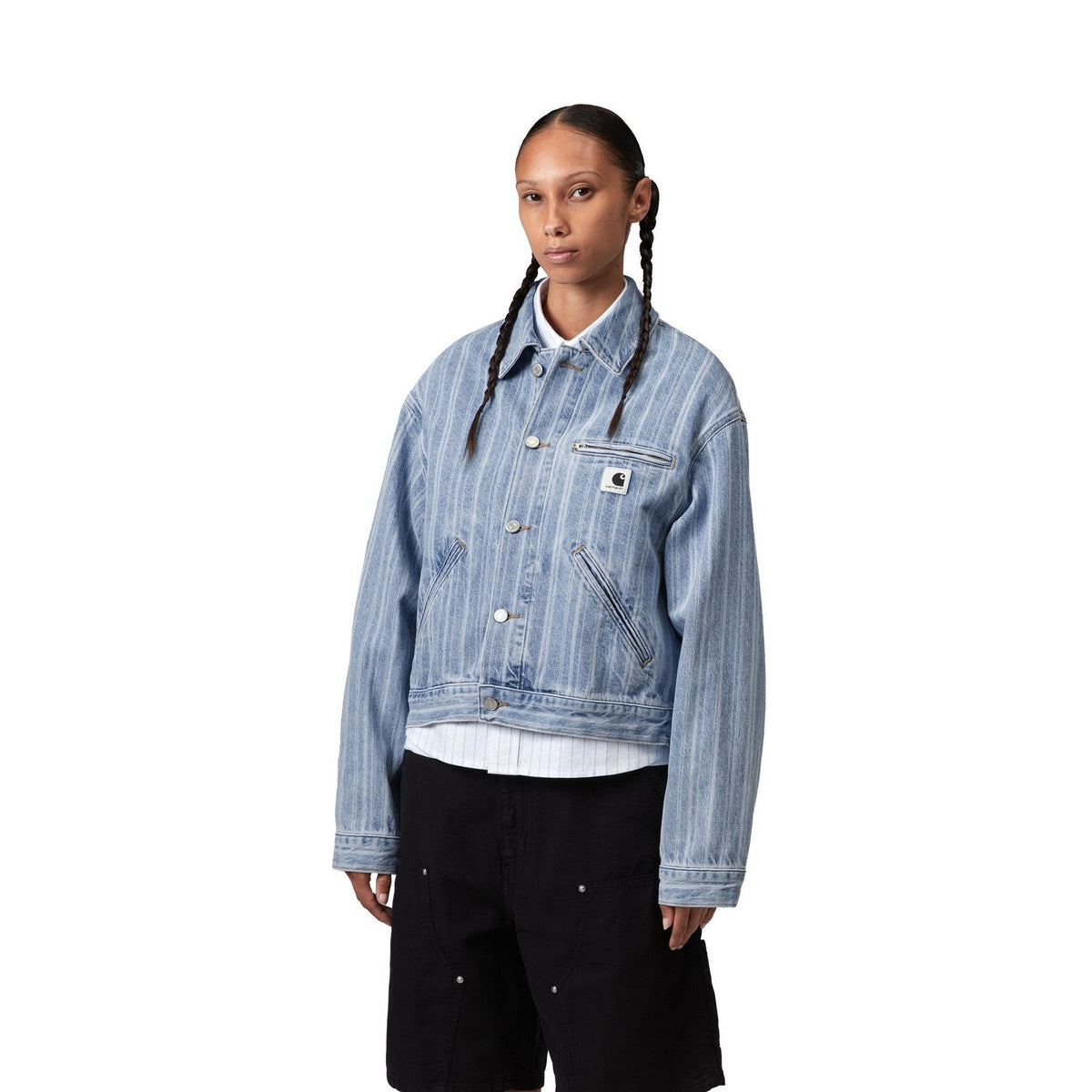 Carhartt WIP Women's Rylan Jacket Rylan Stripe, Blue, Stone bleached