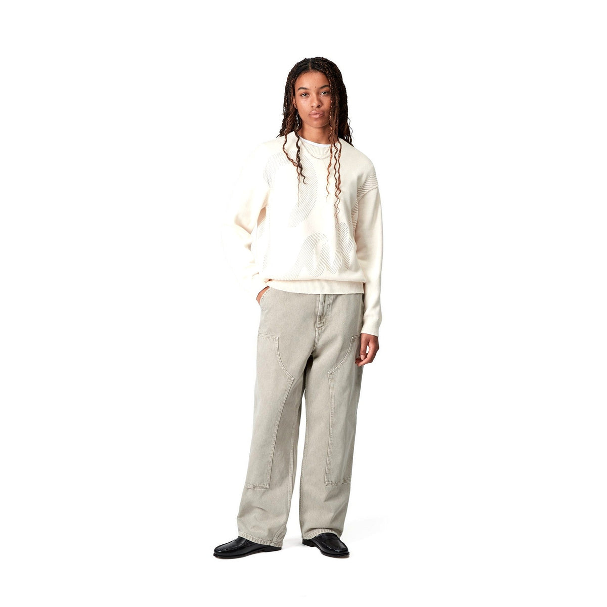 Carhartt WIP Women's Brandon Double Knee Pant Opuntia, Chalk wash