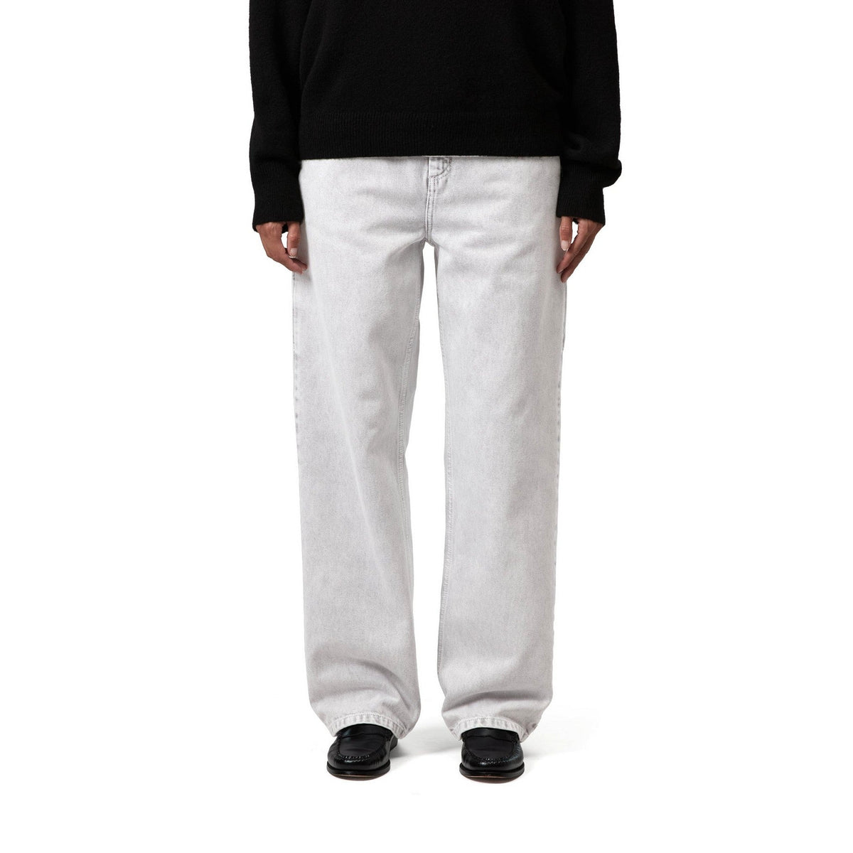 Carhartt WIP Women's Pierce Pant Straight 'Smithfield' Color Black, Chalk wash