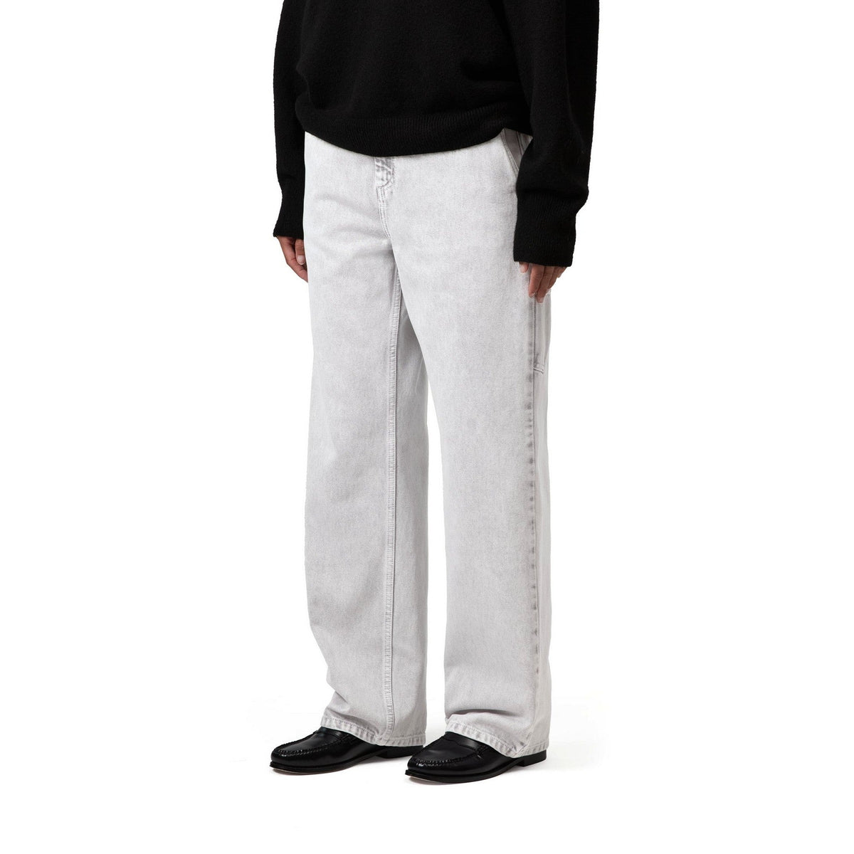 Carhartt WIP Women's Pierce Pant Straight 'Smithfield' Color Black, Chalk wash