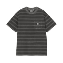 Carhartt WIP Women's S/S Hanson Pocket T-Shirt Hanson W Stripe, Black, Garment dyed