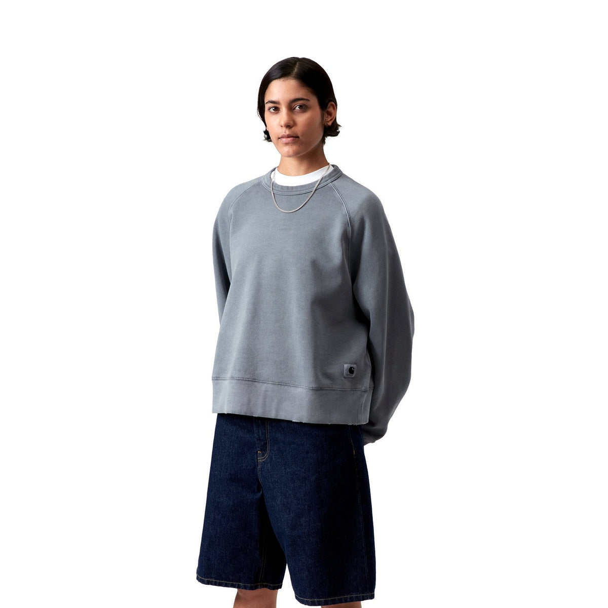 Carhartt WIP Women's Torion Sweatshirt Office Blue, Grind wash