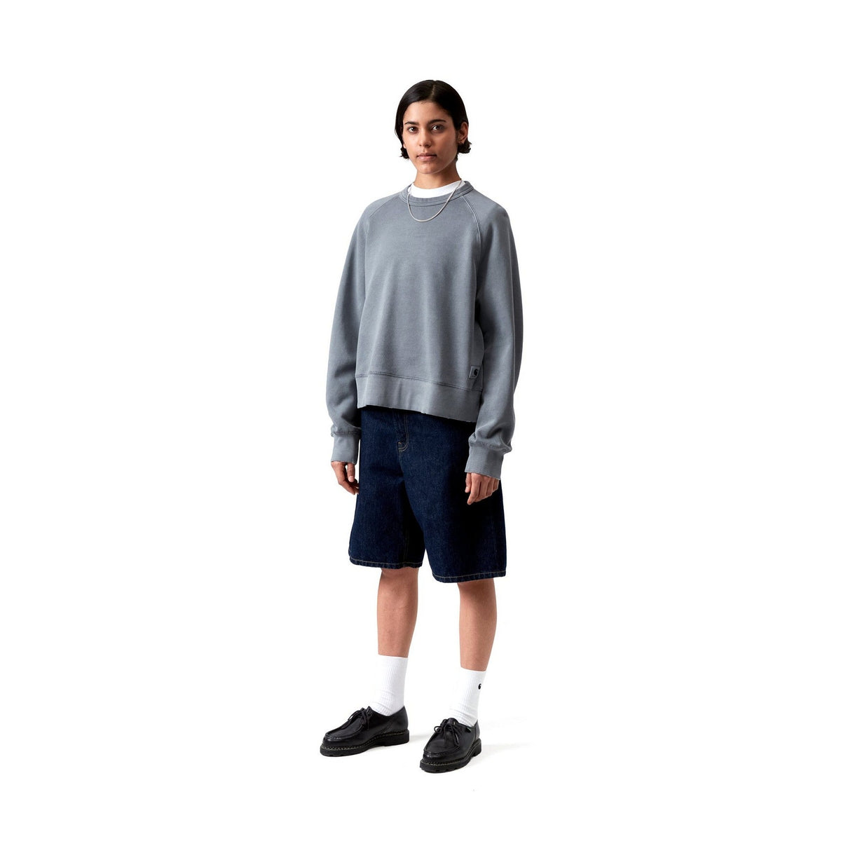 Carhartt WIP Women's Torion Sweatshirt Office Blue, Grind wash