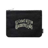Carhartt WIP Canvas Graphic Zip Wallet Commuting Tales Embroidery, Black