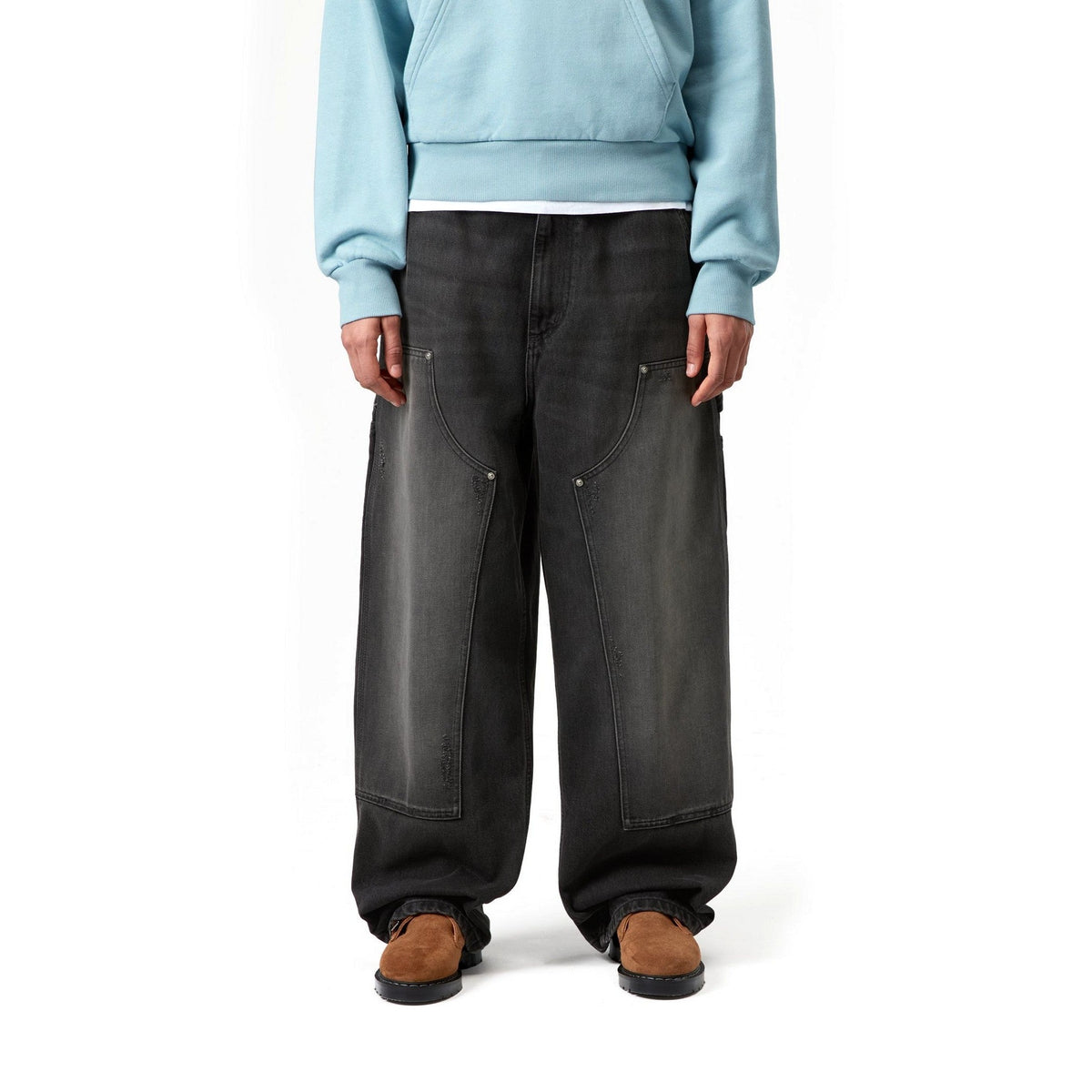 Carhartt WIP Women's Brandon Double Knee Pant 'Smith' Denim Black, Grind wash